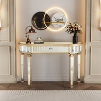 Thumbnail for 47 Half Moon Mirrored Console Table With Fluted Glass