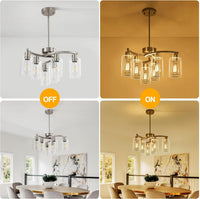 Thumbnail for 6-Light Brushed Nickel Industrial Glass Chandelier