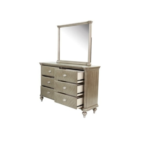 Luxury Antique Silver Champagne Finish Dresser W Mirror