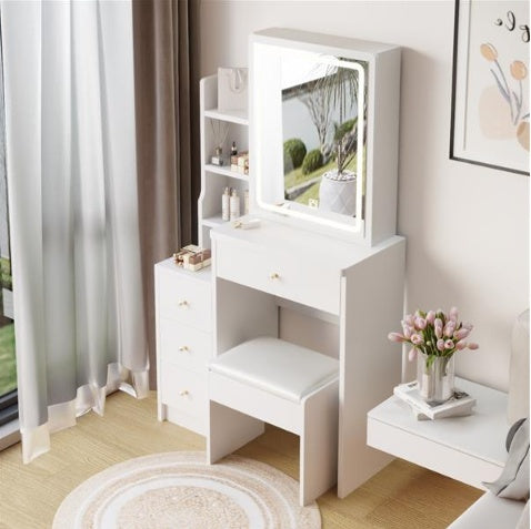 Bedside Dressing Table With Soft Cushion Stool