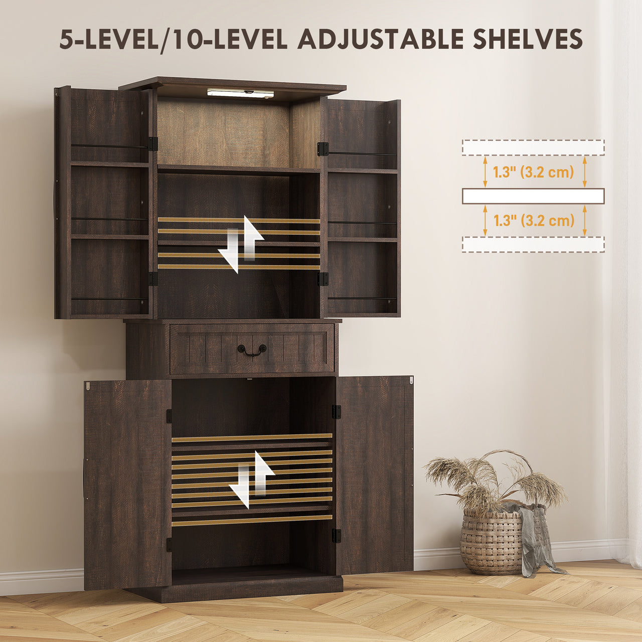 Farmhouse Storage Cabinet With Door Shelves