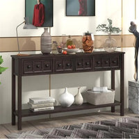 Thumbnail for 60 Long Sofa Table With Two Different Size Drawers And Bottom Shelf