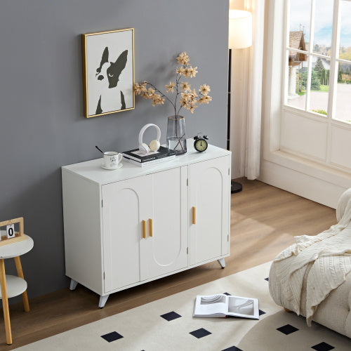 Sideboard Buffet Cabinet With 3 Doors And Removable Shelves
