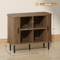 Thumbnail for 35.4 Sideboard Buffet Cabinet With Storage With Slatted Tambour Doors And Metal Legs