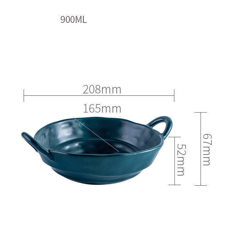 900ML Nordic Style Ceramic Salad Bowls with Handle - Casatrail.com