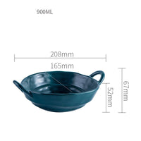 Thumbnail for 900ML Nordic Style Ceramic Salad Bowls with Handle - Casatrail.com