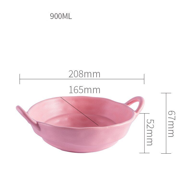 900ML Nordic Style Ceramic Salad Bowls with Handle - Casatrail.com