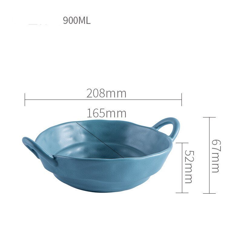 900ML Nordic Style Ceramic Salad Bowls with Handle - Casatrail.com