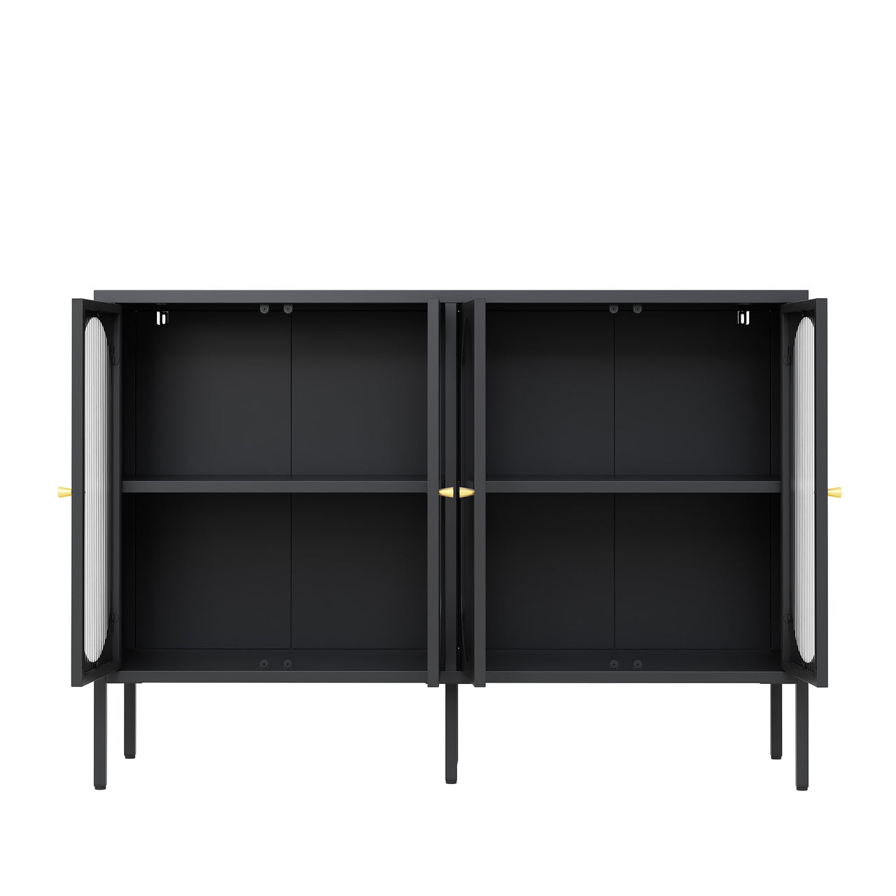 Metal Sideboard Cabinet With 4 Glass Door