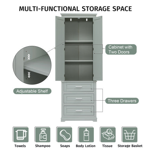 High Storage Cabinet With Three Drawers