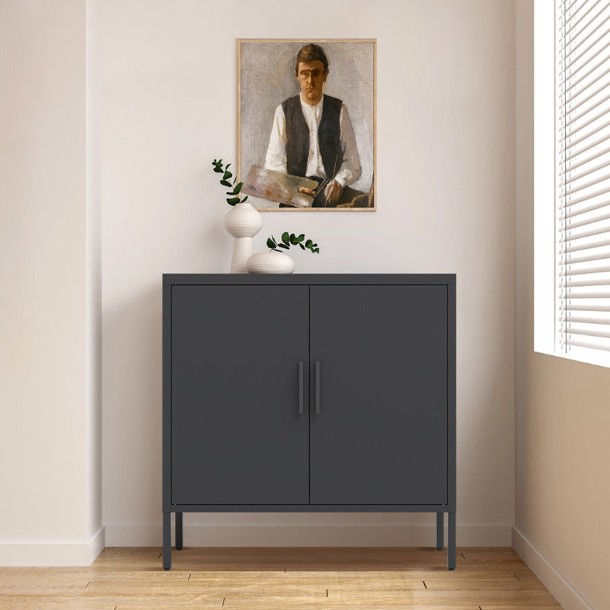 Metal Storage Cabinet With Doors And Adjustable Shelves