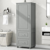 Thumbnail for Tall Freestanding Storage Cabinet With Two Drawers And Adjustable Shelf