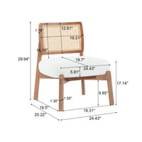 Thumbnail for Set Of 2 Modern Beige Lounge Chair With Woven Backrest, Sturdy Wooden Frame, Minimalist And Elegant Accent Seating For Living Room, Bedroom, Or Office