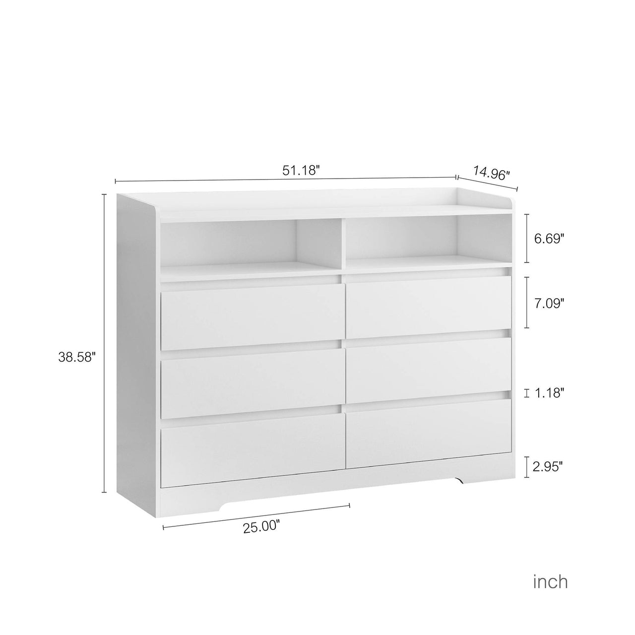 6 Drawer Dresser With LED Lights Modern Dressers Drawers With Sturdy Frame
