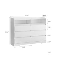 Thumbnail for 6 Drawer Dresser With LED Lights Modern Dressers Drawers With Sturdy Frame
