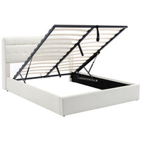 Thumbnail for Fashion Upholstered King Hydraulic Bed with Concealed Headboard Storage,  Bed Box With Slats And Headboard,  Without Mattress