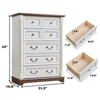 Thumbnail for 7 Drawer Dresser Chest For Bedroom With Wooden Base And Riser Trim
