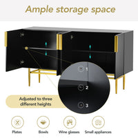 Thumbnail for Modern And Elegant 4-door Sideboard Buffet Cabinet With Gold Metal Handle