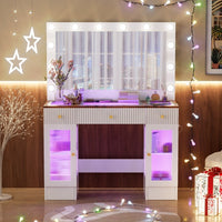 Thumbnail for Large Dressing Table With 3 Color Lighting Modes & RGB Cabinets