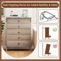 Thumbnail for Farmhouse Chest Dresser Of Drawers Tall Storage Organizer