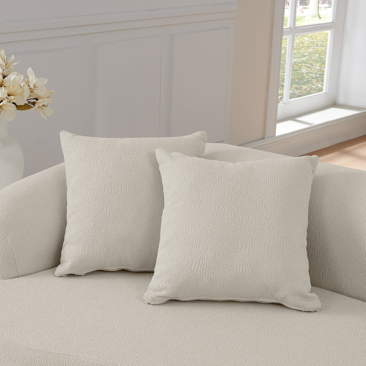 Curved Modular Sectional Sofa in Lamb's Wool Fabric