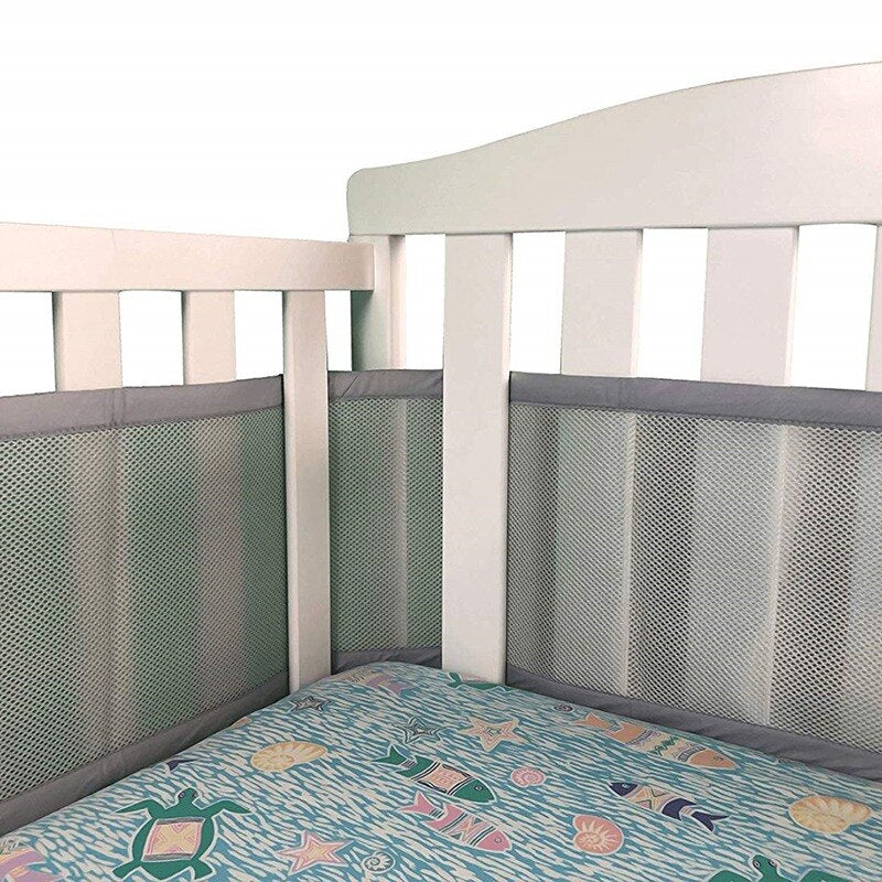 Breathable Mesh Crib Liner Comfortable For 4-panel Crib Bed
