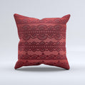 Dark Red Highlighted Lace Pattern ink-Fuzed Decorative Throw Pillow