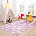 Nizar Pink Cloud Washable Kids Room Rug
