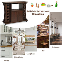 Thumbnail for Wooden Rolling Buffet Sideboard with Wine Rack