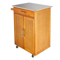 Thumbnail for Moveable Kitchen Cart with Stainless Steel Top, 1 Drawer, and 1 Cabinet