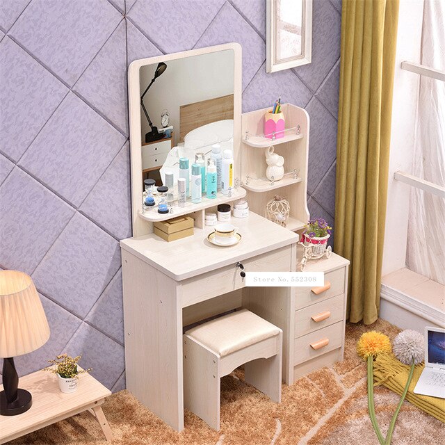 Modern Dresser with Mirror and Lock Stool