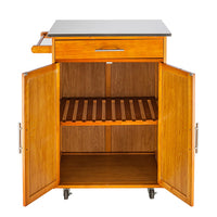 Thumbnail for Moveable Kitchen Cart with Stainless Steel Top, 1 Drawer, and 1 Cabinet