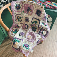 Thumbnail for Retro Wisteria Gardenia Crochet Blanket