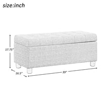 Thumbnail for Tufted Linen Fabric Storage Bench Ottoman