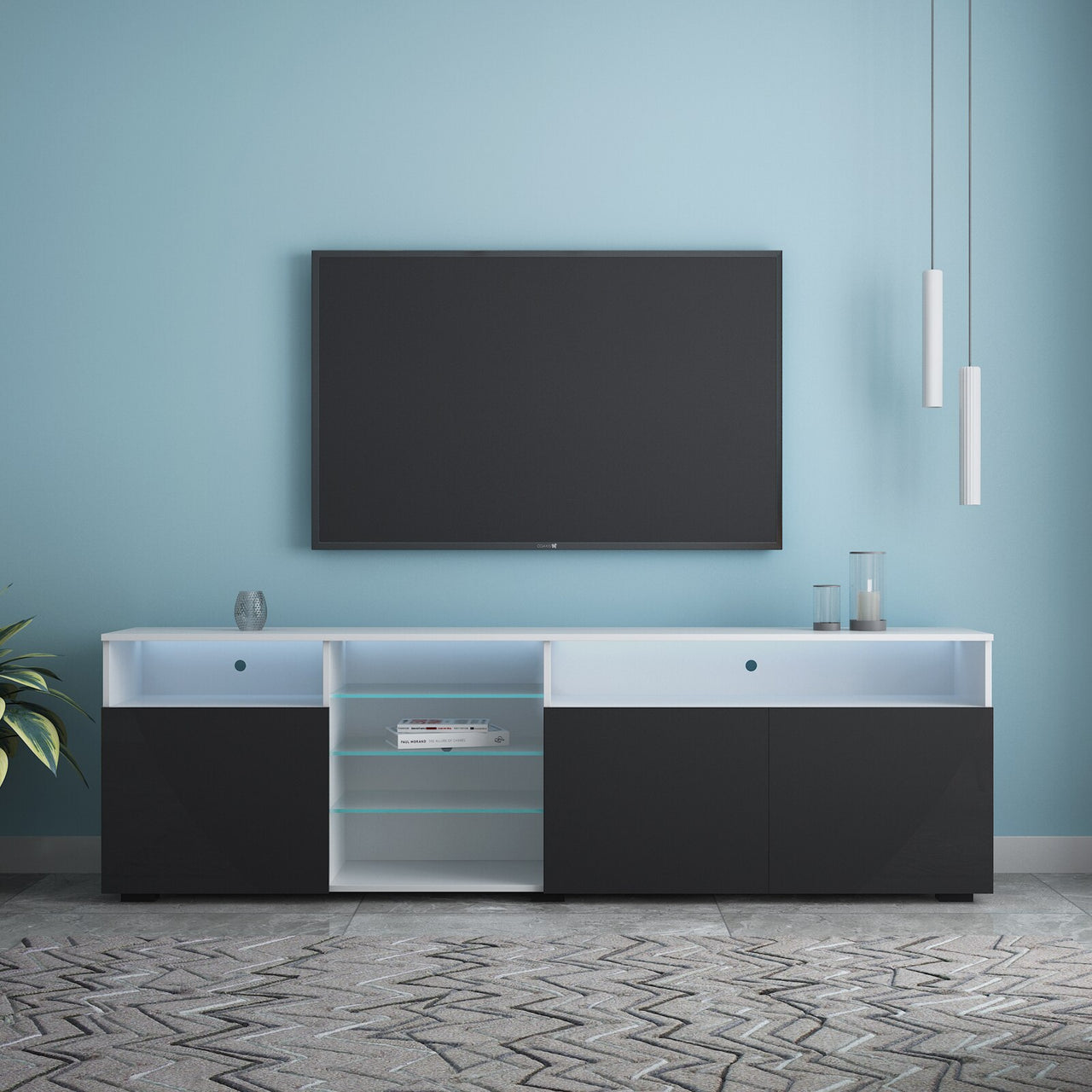 High Gloss LED TV Cabinet Modern Stand