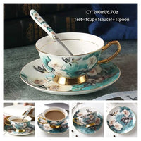 Thumbnail for Europe Bone China Coffee Cup Set with Saucer Spoon 200ml - Casatrail.com