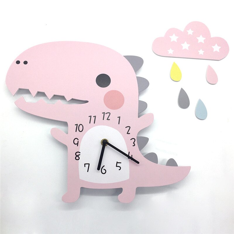 3D Dinosaur Cloud Drop Wall Clock