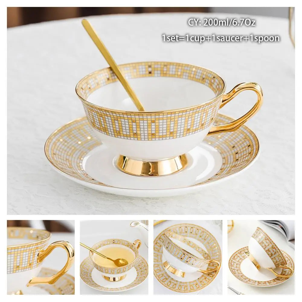 Europe Bone China Coffee Cup Set with Saucer Spoon 200ml - Casatrail.com