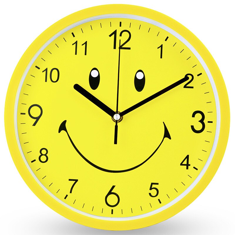 Modern Yellow Smiley Face Wall Clock for Kids Room