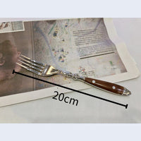 Thumbnail for Stainless Steel Fork Spoon Knife Set with Wooden Handle