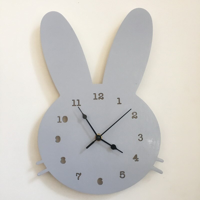 Nordic Wooden Rabbit Shaped Wall Clock