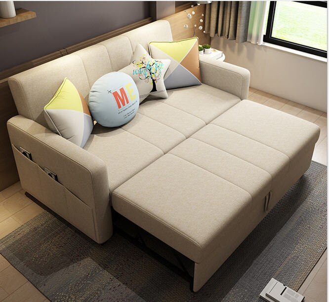 Linen Sectional Sofa Set with Convertible Bed Feature