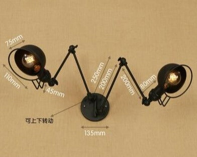 Vintage Industrial LED Wall Lamp with Swing Arm