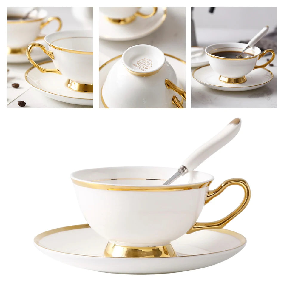 Europe Bone China Coffee Cup Set with Saucer Spoon 200ml - Casatrail.com