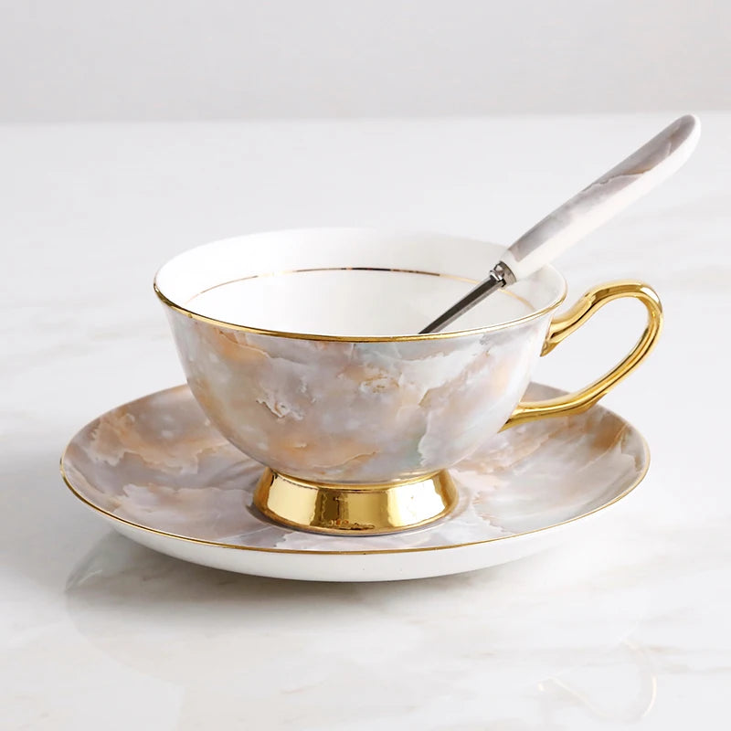 Europe Bone China Coffee Cup Set with Saucer Spoon 200ml - Casatrail.com