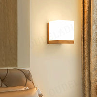 Thumbnail for Nordic Wooden Sconce Wall Lights with Glass Lamp