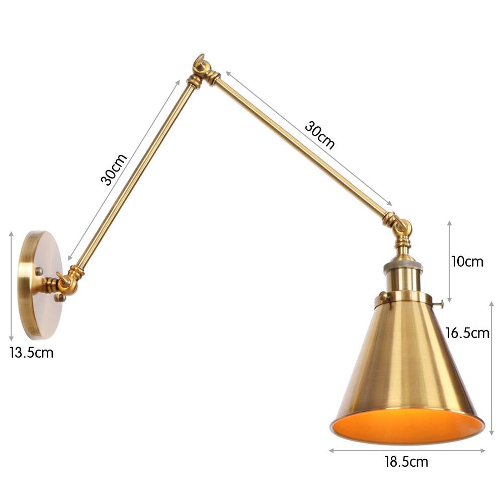 Vintage Gold LED Swing Arm Wall Lamp