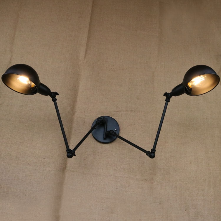 Vintage Industrial Double Swing Wall Lamp - Brass Copper