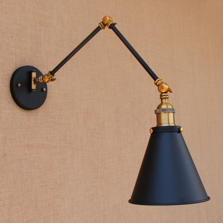 Vintage Industrial LED Wall Lamp - Adjustable Swing Arm