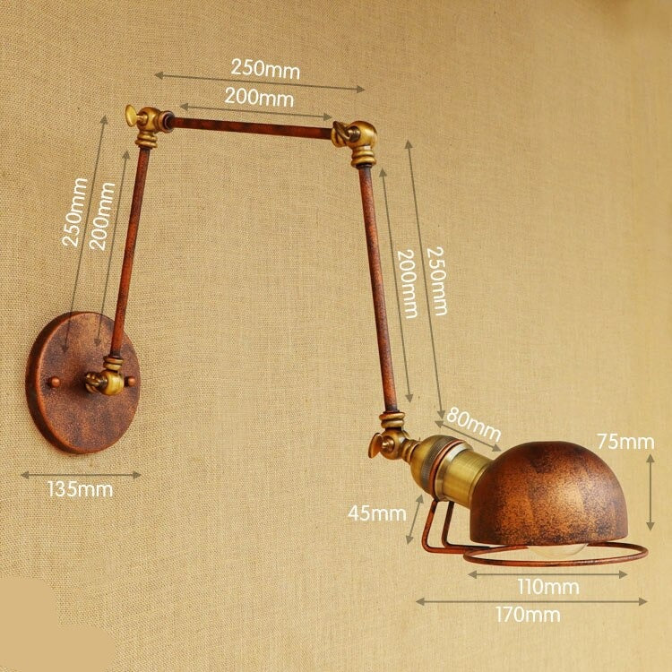 Vintage Edison Wall Lamp With Adjustable Swing Long Arm